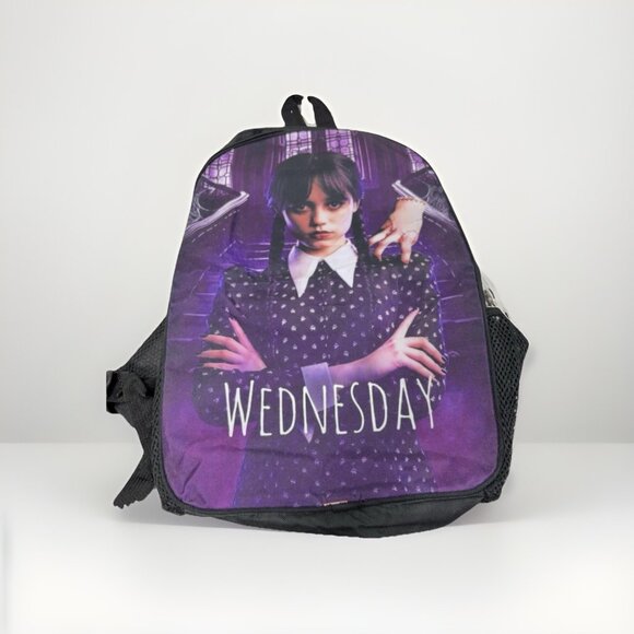 Wednesday Addams School Bag Kids Backpack Black Purple Gothic Girls Style - Picture 1 of 11